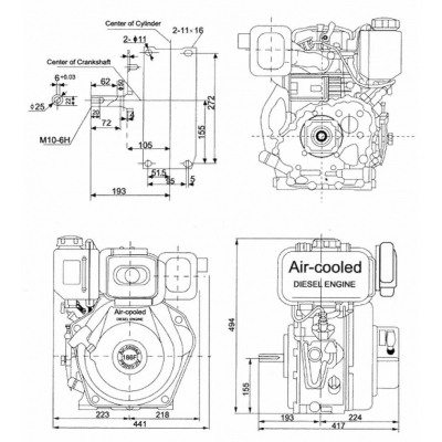 Silnik spalinowy diesel WEIMA WM186FBE-Z88 10.5KM